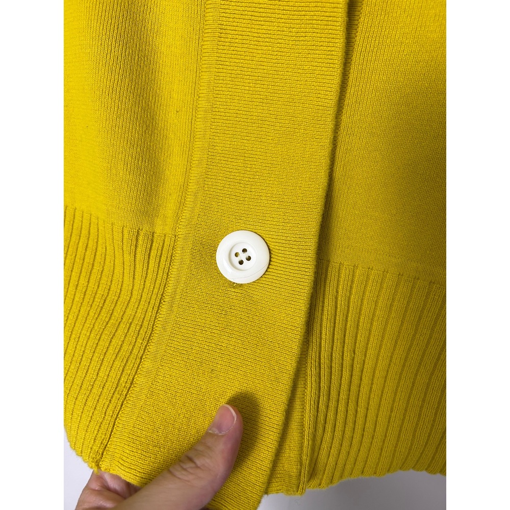John Paul Richard Cardigan Women M Yellow Large Button Collared Ribbed Mod Retro - Picture 10 of 12